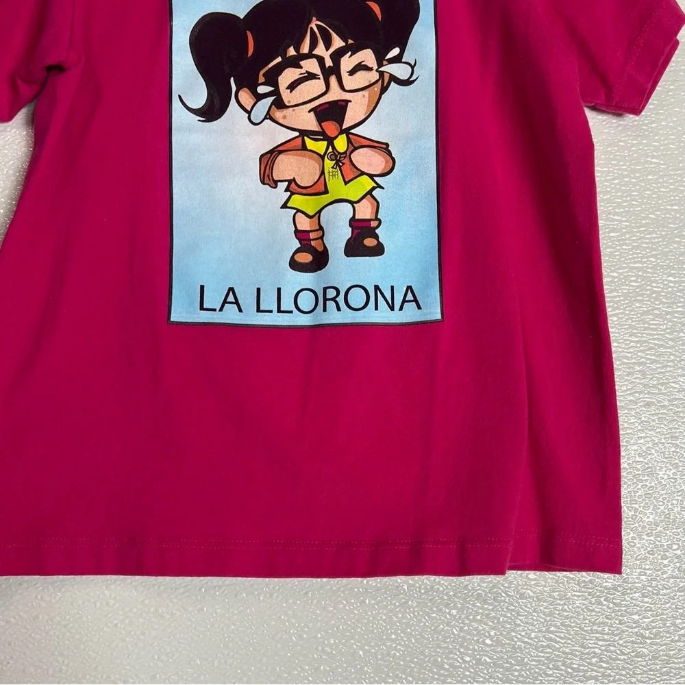 Girls Pink Graphic Tee La Llorona‎ Shirt Size M Kids Cotton